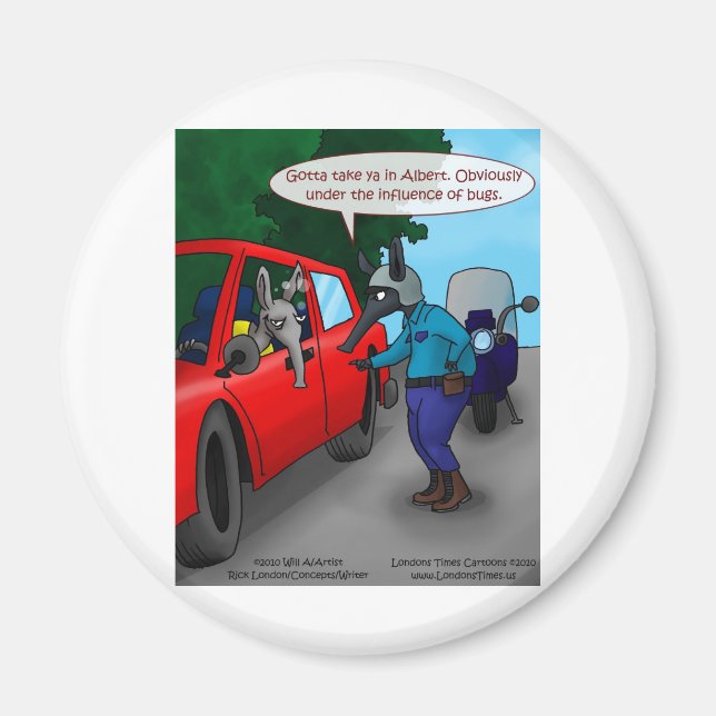 Aardvark Driving While Bugged Funny Tees Mugs Gift Magnet (Front)