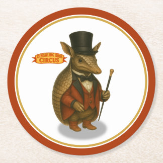 Aardvark ringmaster round paper coaster