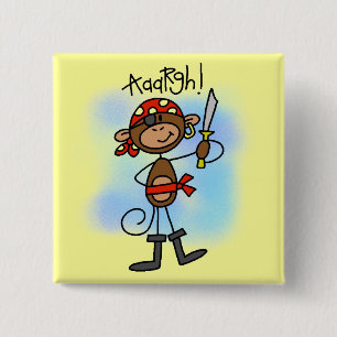 Aargh Monkey  Pirate Tshirts and Gifts 2 Inch Square Button