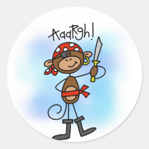 Aargh Monkey Pirate Tshirts and Gifts Classic Round Sticker