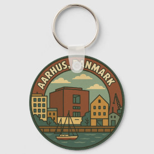 Aarhus Denmark Cityscape Keychain