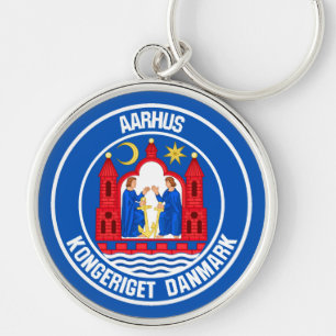 Aarhus Round Emblem Keychain