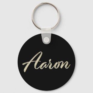 Aaron Name whitegold Button Schlüsselanhänger Keychain