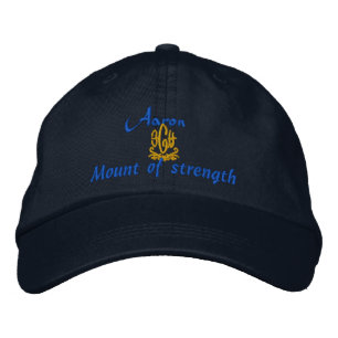Aaron Name With Hebrew Meaning Navy Embroidered Hat