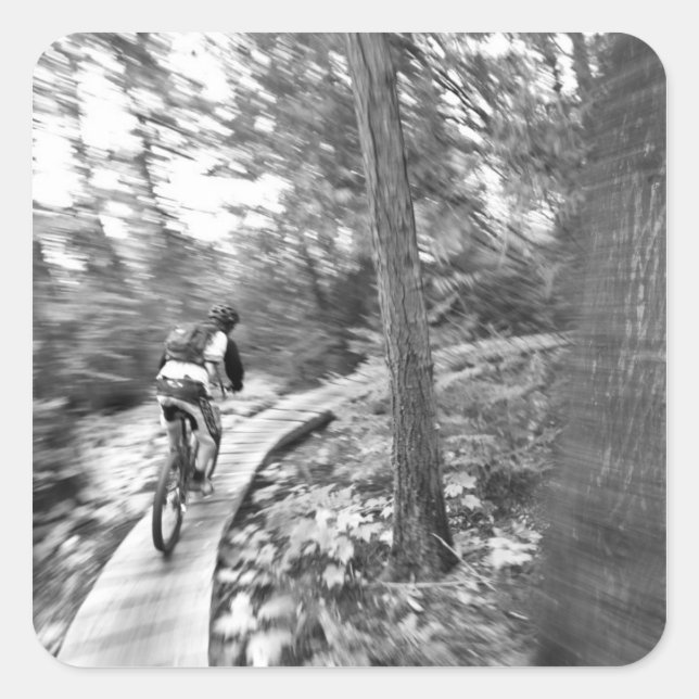 Aaron Rodgers mountain biking on the Stairway to Square Sticker (Front)