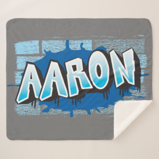 Aaron Your Graffiti Name Background Brick Wall She Sherpa Blanket