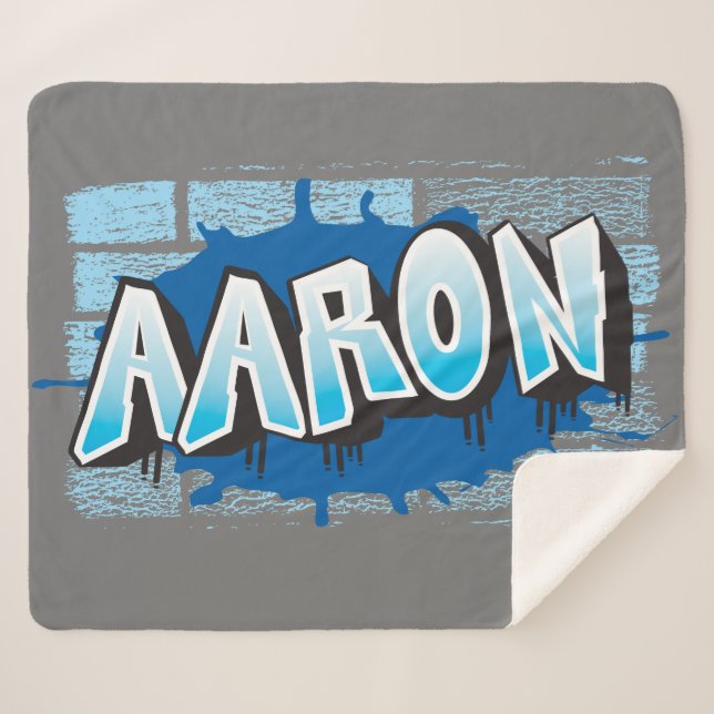 Aaron Your Graffiti Name Background Brick Wall She Sherpa Blanket (Front (Horizontal))