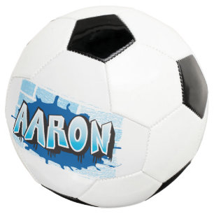 Aaron Your Graffiti Name Background Brick Wall Soc Soccer Ball