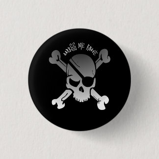 aarrgg me knave black white pirate skull custom 1 inch round button