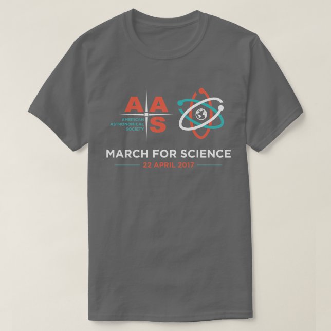 AAS + March for Science; Dark Grey T-Shirt (Design Front)