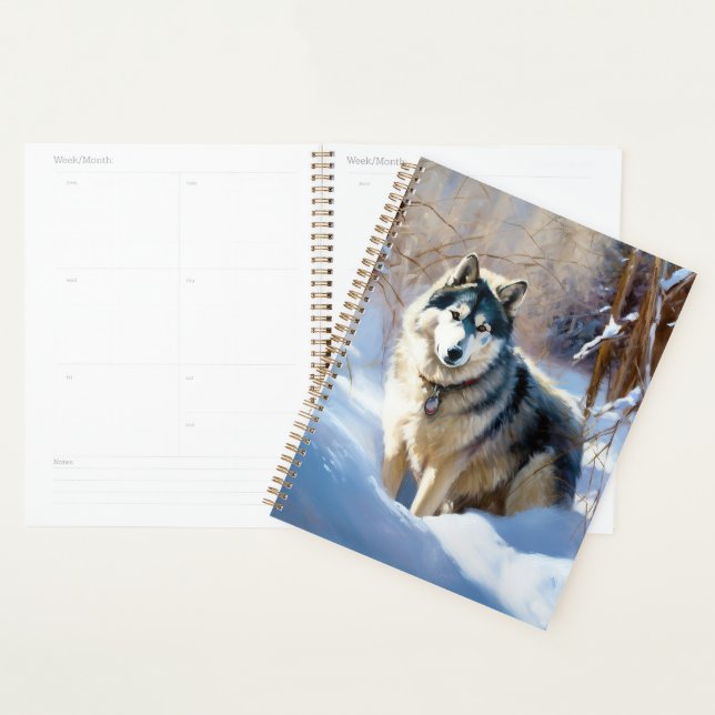 Aaskan Malamute Laisser Il Neige Noël (Devant avec enveloppe)