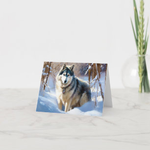 Aaskan Malamute Let It Snow Christmas Card