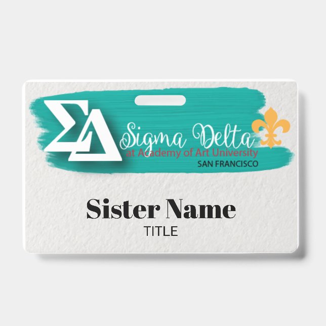 AAU SIGMA DELTA Sorority Name Badge (Front)