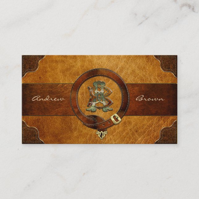 AB & BA Leather Monogram Business Card (Front)
