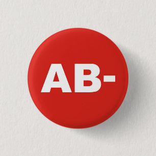 AB- Blood Type / Group Rh (Rhesus) Negative Badge 1 Inch Round Button