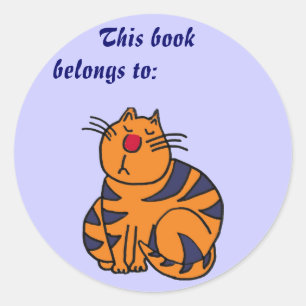 AB- Cute Funny Cat Book Sticker