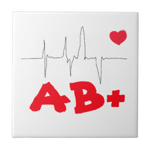 AB+ Funky Blood Type Heart Rate Medical Tile