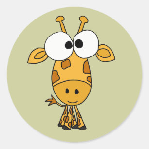 AB- Funny Giraffe Cartoon Classic Round Sticker