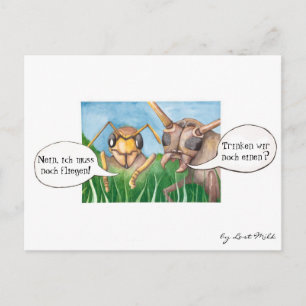 Ab in den Biergarten und ein Bier trinken, deutsch Postcard