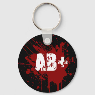 AB positive Blood Type Donation Vampire Zombie Keychain