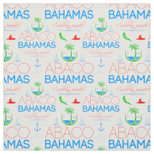 Abaco, Bahamas Colourful Text And Images Pattern  Fabric