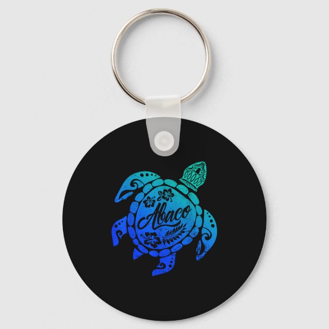 Abaco Tribal Sea Turtle Bahamas Beach Vacation  Keychain (Front)