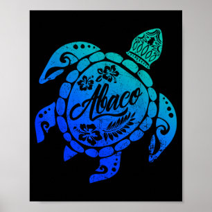 Abaco Tribal Sea Turtle Bahamas Beach Vacation Poster