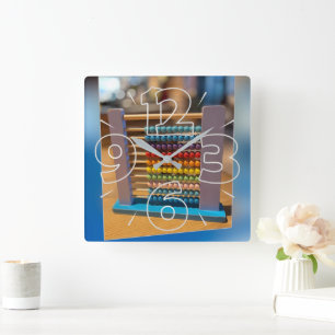 Abacus first computer square wall clock