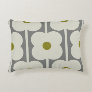 Abacus Flower and small stem pattern white & Grey Accent Pillow