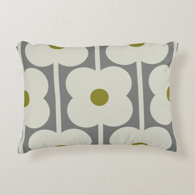 Abacus Flower and small stem pattern white & Grey Accent Pillow (Front)