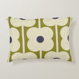 Abacus Flower Lined Eyelet Olive and Blue  Accent Pillow