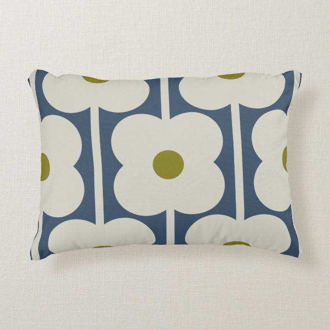 Abacus Flower Lined Eyelet White and Blue Accent Pillow (Front)