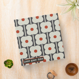 Abacus Flower Tomato Red Grid Pattern Binder