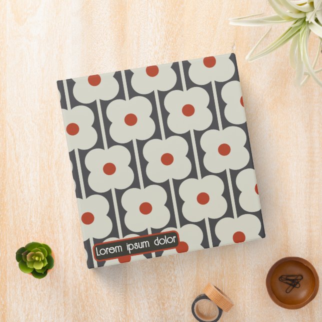 Abacus Flower Tomato Red Grid Pattern Binder (In Situ)