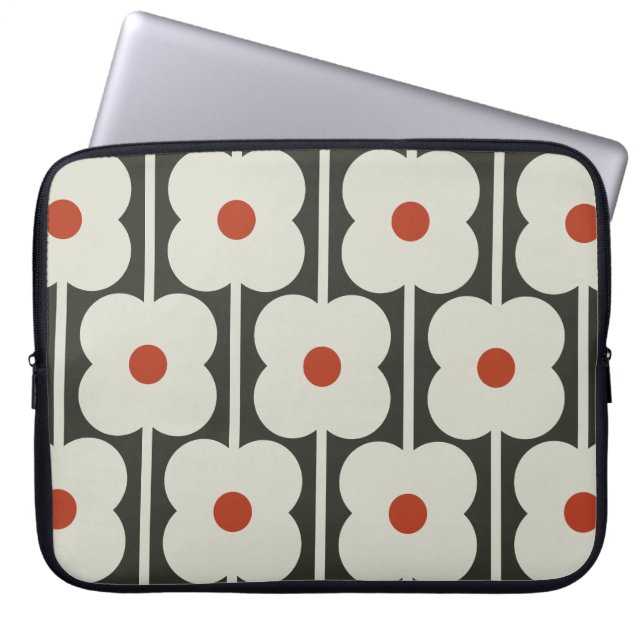 Abacus Flower Tomato Red Grid Pattern Laptop Sleeve (Front)