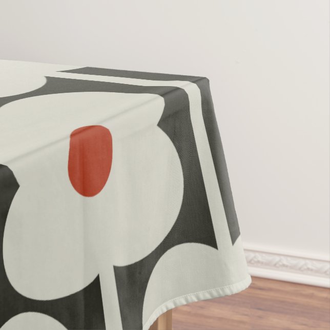 Abacus Flower Tomato Red Grid Pattern Tablecloth (In Situ)