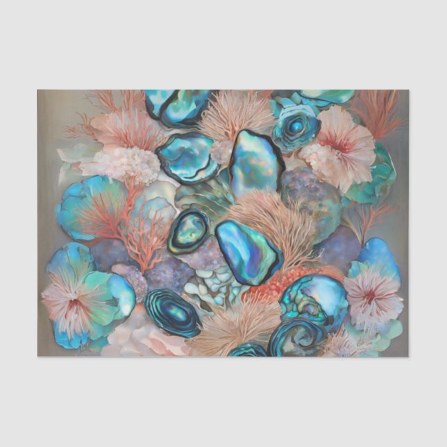 Abalone and Coral Decoupage Tissue Paper (Front)