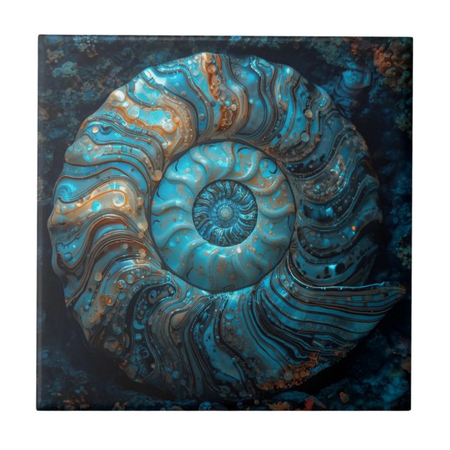  Abalone and Pearl Nautilus Shell Tile (Front)