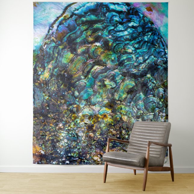 Abalone Beach Sea Shell Photography Backdrop Tapestry (In Situ)