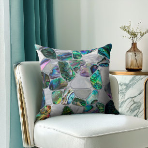 Abalone Shell and Pearl - Voronoi Cells Abstract Throw Pillow