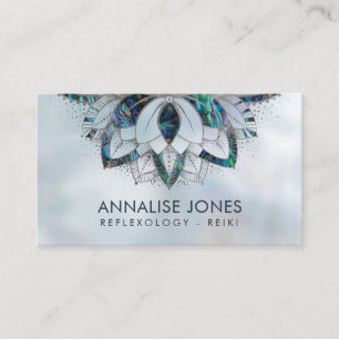 Abalone Shell and Silver frame Lotus on pearl Business Card