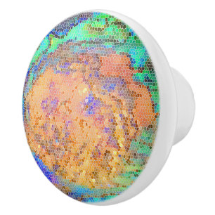 Abalone Shell Mosaic Colourful Abstract Ceramic Knob