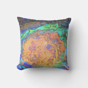 Abalone Shell Pattern Bright Tile Mosaic Throw Pillow