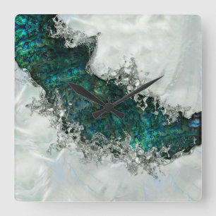 Abalone Shell Pearl and Silver 1 Square Wall Clock