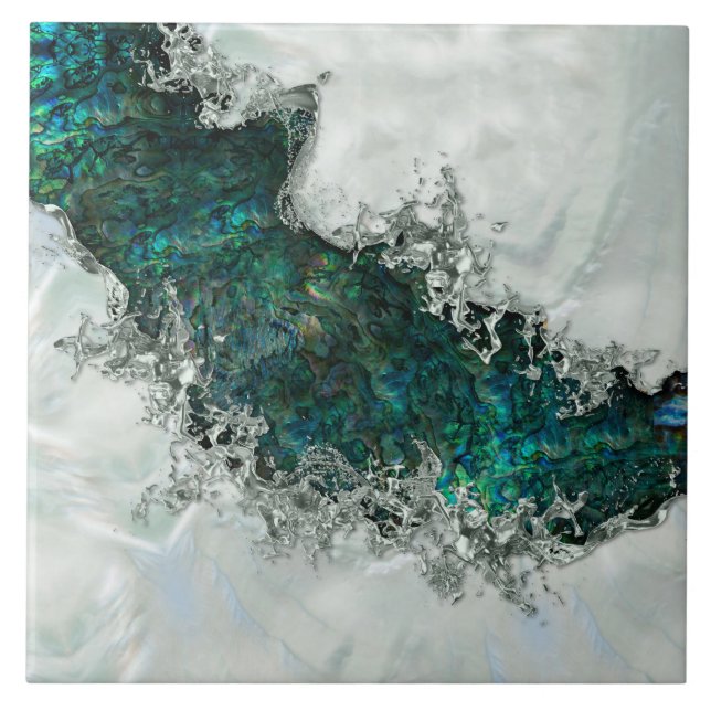 Abalone Shell Pearl and Silver 1 Tile (Front)