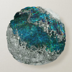 Abalone Shell Pearl and Silver 2 Round Pillow