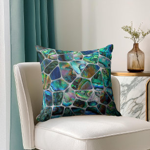 Abalone Shell Texture - Voronoi Cells Abstract Throw Pillow