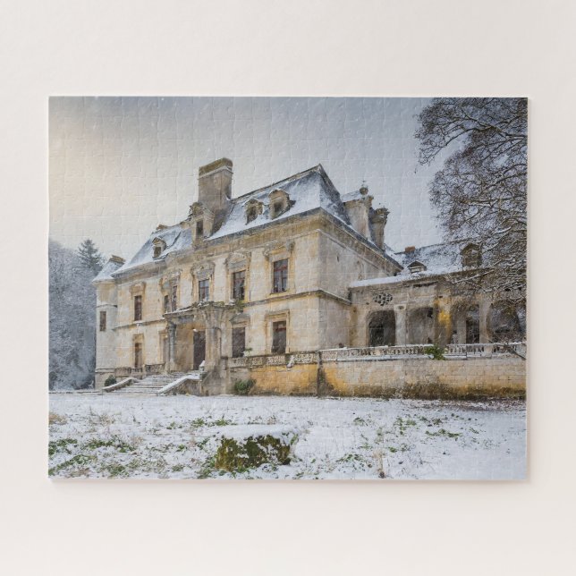 Abandined Fantasy French Chateau with Winter Snow Jigsaw Puzzle (Horizontal)
