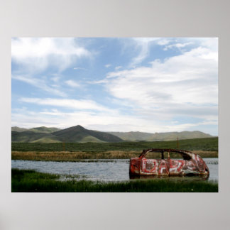 Abandon Car Scenic Photo Poster