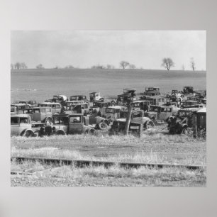 Abandoned Automobiles, 1935. Vintage Photo Poster